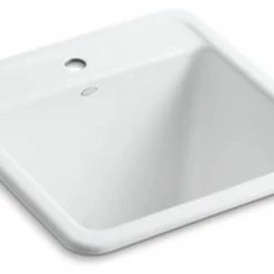 Brand new 🛒 Kohler Park Falls Top-/Under-Mount Utility Sink With Single Faucet Hole, White 🎉