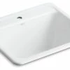 Deals 🥰 Kohler Glen Falls Top-/Under-Mount Utility Sink With Single Faucet Hole, White ✨ -kitchen fixtures Shop home design 40