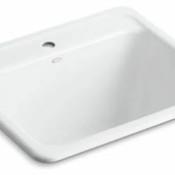Deals 🥰 Kohler Glen Falls Top-/Under-Mount Utility Sink With Single Faucet Hole, White ✨