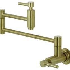 Coupon ⌛ Kingston Brass KS810.DL Concord 3.8 GPM 1 Hole Wall Mounted Pot - Brushed Brass 🔥
