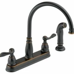 Buy 🔥 Delta Faucet Delta Windemere Two Handle Kitchen Faucet, Oil Bronze, 21996LF-OB 🥰