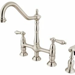 Flash Sale 🛒 Kingston Brass Heritage 8" Center Kitchen Faucet With Side Sprayer 🔥