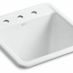Deals ❤️ Kohler Park Falls Top-/Under-Mount Utility Sink With 3 Faucet Holes, White 🛒